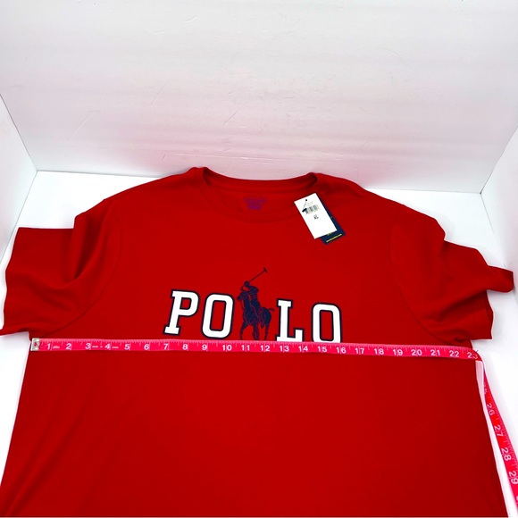 POLO RALPH LAUREN, MEN’S TEE-SHIRT, RED WITH LARHE NAVY & WHIT LOGO IN FRONT, XL - Picture 10 of 16
